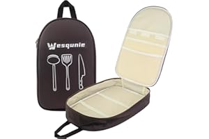 Wesqunie Camp Kitchen Organizer, Multi-Pocket Camping Cooking Utensils Bag, Waterproof Portable Storage for BBQ Outdoor Cooking Essentials