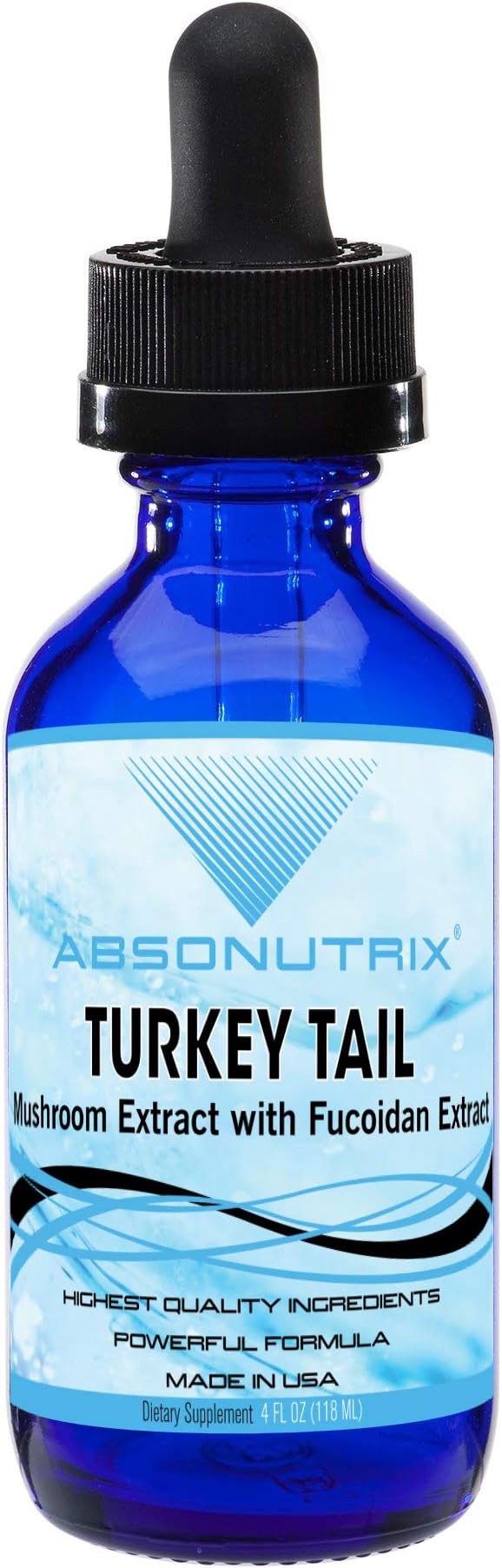 Absonutrix Turkey Tail Mushroom Extract 590 mg,4 Oz Liquid,200 Servings,Made in USA,Quick Absorption,Quality Potent Ingredients,Third-Party Tested,Non-GMO,GMP Certified