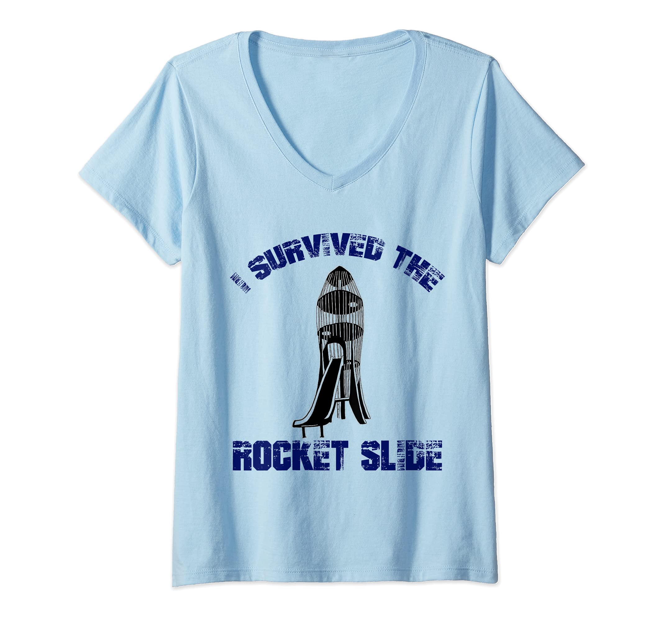 Womens I Survived The Rocket Slide Park Playground Cool V-Neck T-Shirt