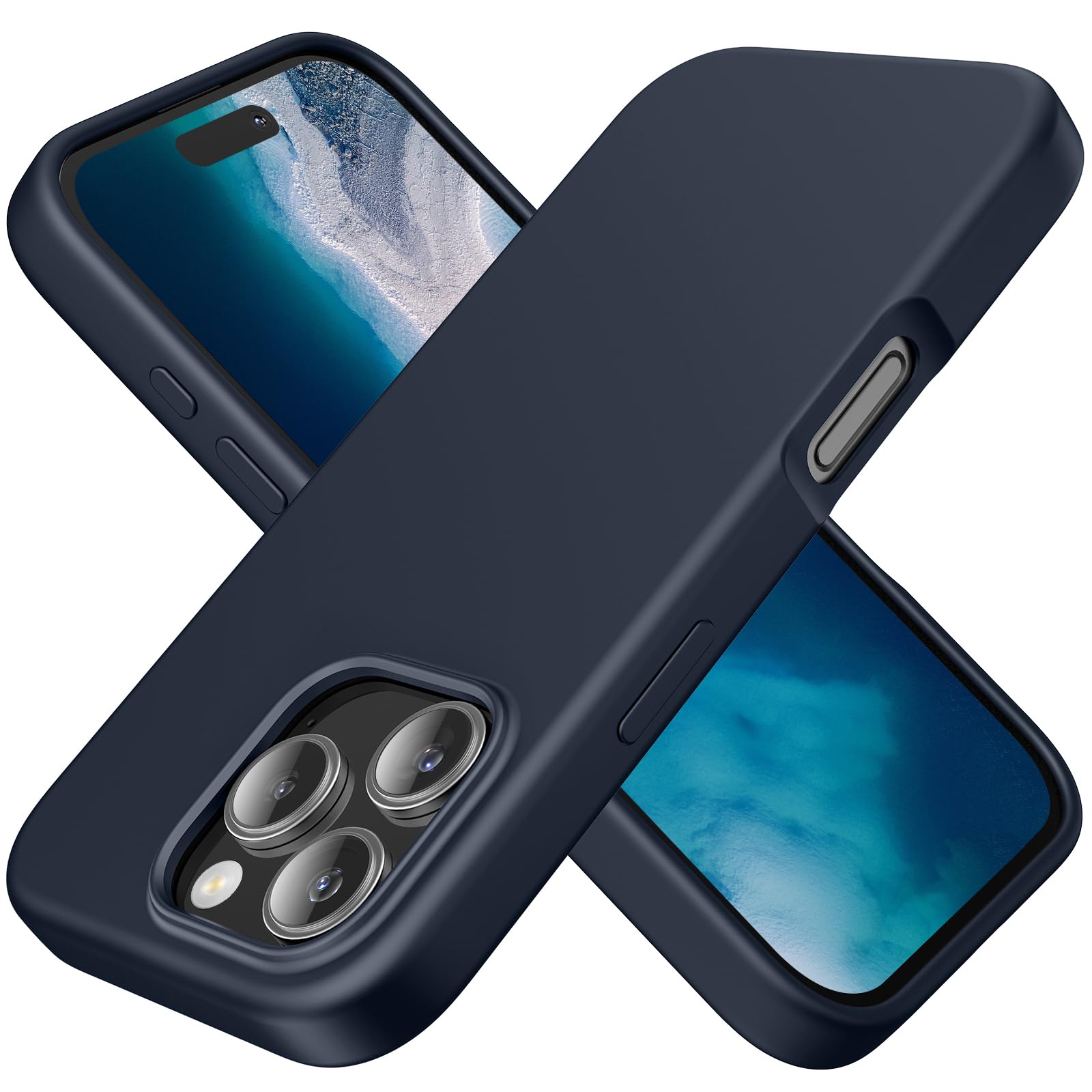 TAXXOE Silicone Case Compatible with iPhone 16 Pro Case Soft Ultra Slim Protective Shockproof Liquid Silicone Phone Case,Anti-Scratch Microfiber Lining, 6.3" Dark Blue