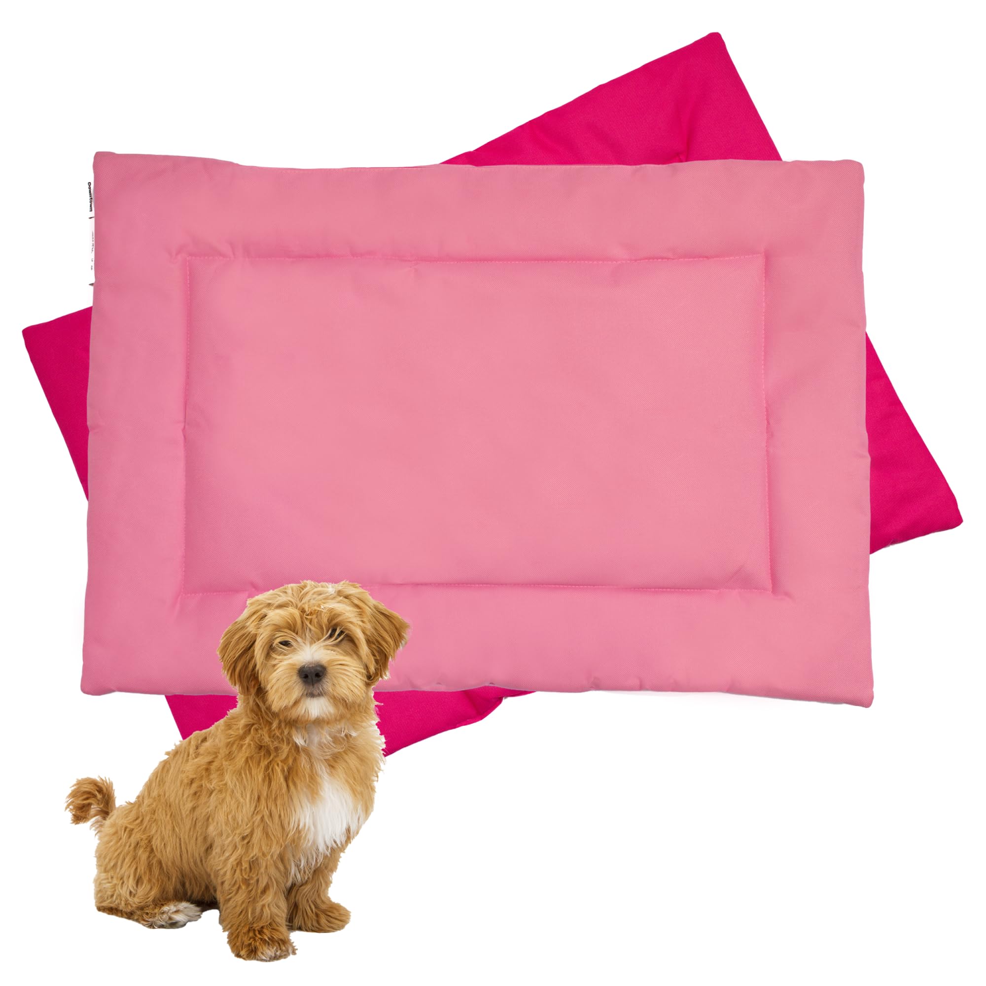 Downtown Pet Supply Dog Crate Pad, 20" x 15" - Waterproof, Ripstop Nylon Dog Crate Mat Chew Proof and Machine Washable - Dark and Light Pink - XS