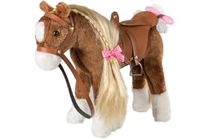 HollyHOME Horse Stuffed Animal Cute Pony Plush Pretend Play Horse Toys for Girls 11 inches Brown