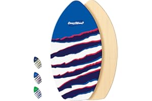 Own the Wave New Zealand 'Claw Strike' Skimboard with Colored EVA Grip Pad and High Gloss Clear Coat Wooden Skim Boards for Kids and Adults | Choose from 2 Sizes and Traction Pad Color