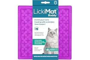 LickiMat Classic Buddy, Cat Slow Feeder Lick Mat, Boredom Anxiety Reducer; Perfect for Food, Treats, Yogurt, or Peanut Butter. Fun Alternative to a Slow Feed Cat Bowl or Dish, Purple