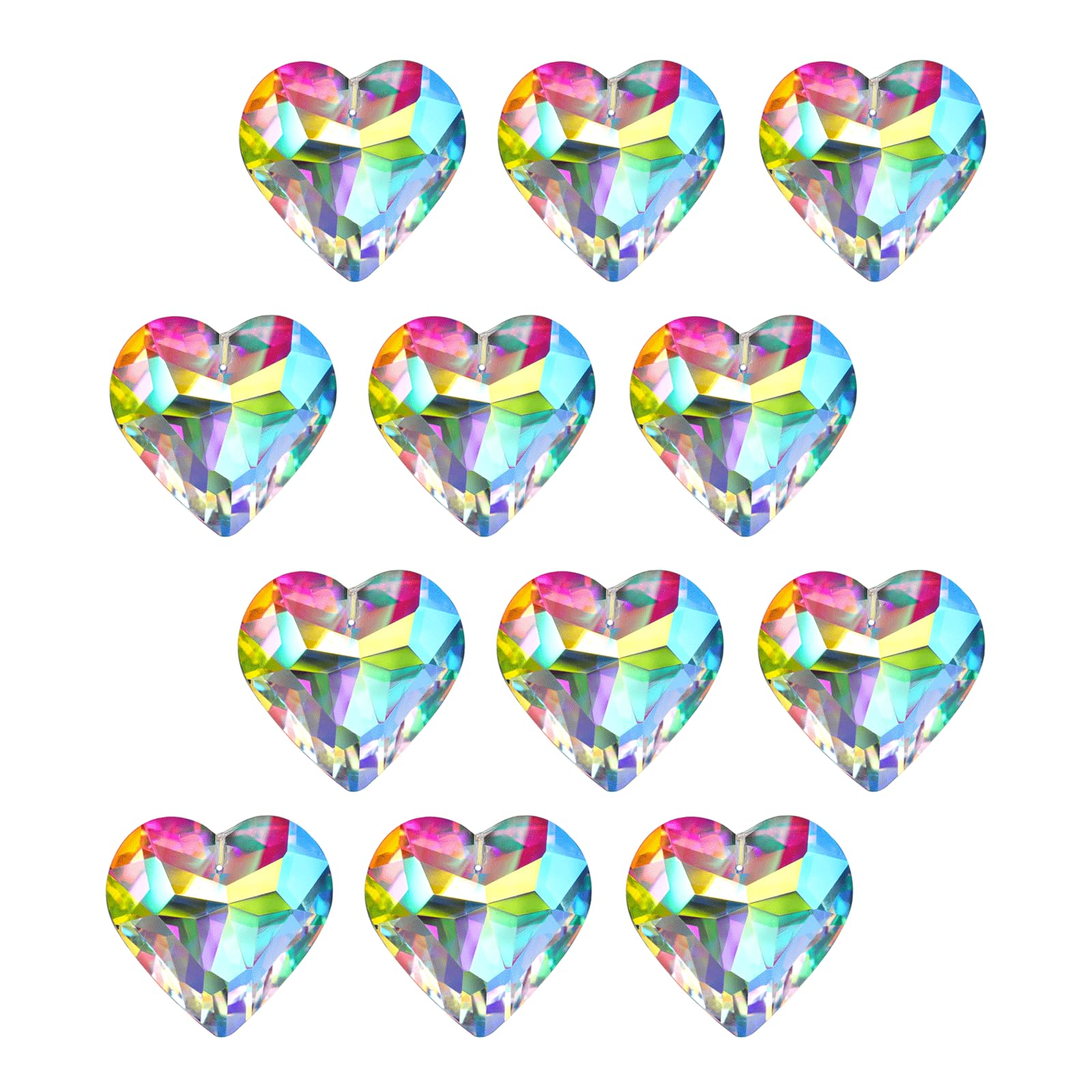 Photo 1 of 12PCS Crystal Suncatcher Pendants, Heart Prism Suncatcher Hanging Pendant, Colorful Sun Catchers with Crystals, 18mm Hanging Crystals for Windows, Rainbow Maker for Gift Necklace Making Wedding Decor