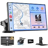 9" CarPlay Screen for Car, Wireless Apple CarPlay &amp; Android Auto with 4K Dash Cam, 1080P Backup Camera, Voice Control, Navigation, Mirror Link &amp; Bluetooth