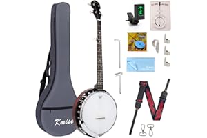 Kmise 5 String Resonator Banjo,Professional Sapele Back Full Size Banjos Starter Kit with Bag Tuner Strap Strings Picks Ruler Wrench Bridge