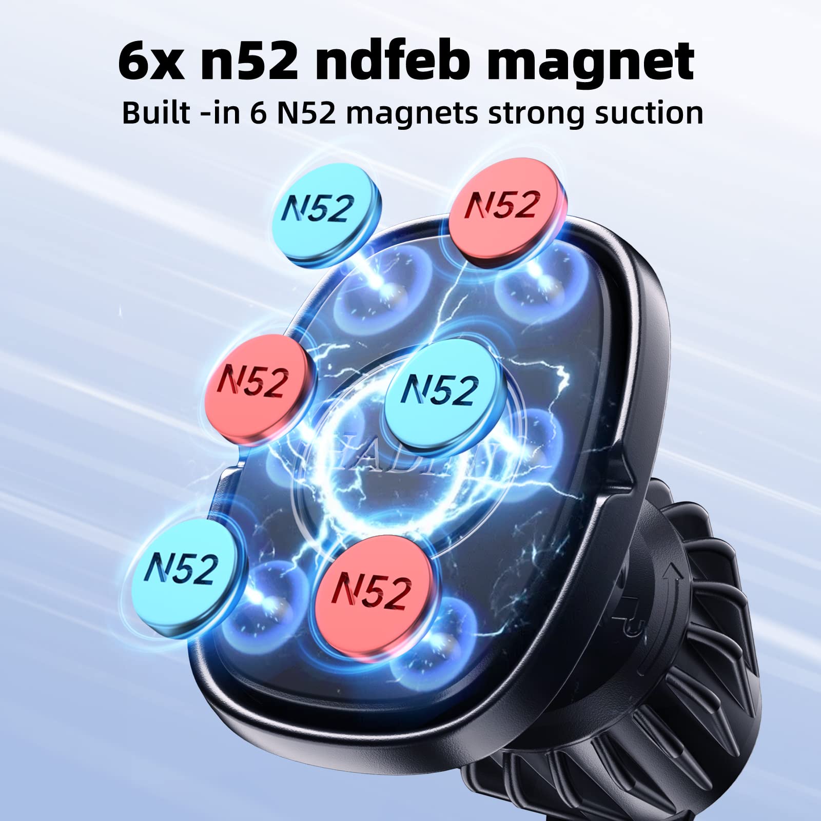 Magnetic Car Mount [Metal Hook Clip] Air Vent Phone Holder Compatible With All Smartphones