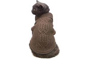 Jnancun Cat Sweater Keep Your Pets Cozy, 16 Color Turtleneck Knitted Sleeveless Cat Clothes, Winter Outfits for Cats & Small Dogs During Cold Seasons (Brown, Medium)