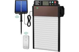 MIR0ESETH Automatic Chicken Coop Door Solar Powered with Timer/Light Sensor Setting, Auto Chicken Coop Door LCD Display Remote Control Anti-Pinch Various Modes