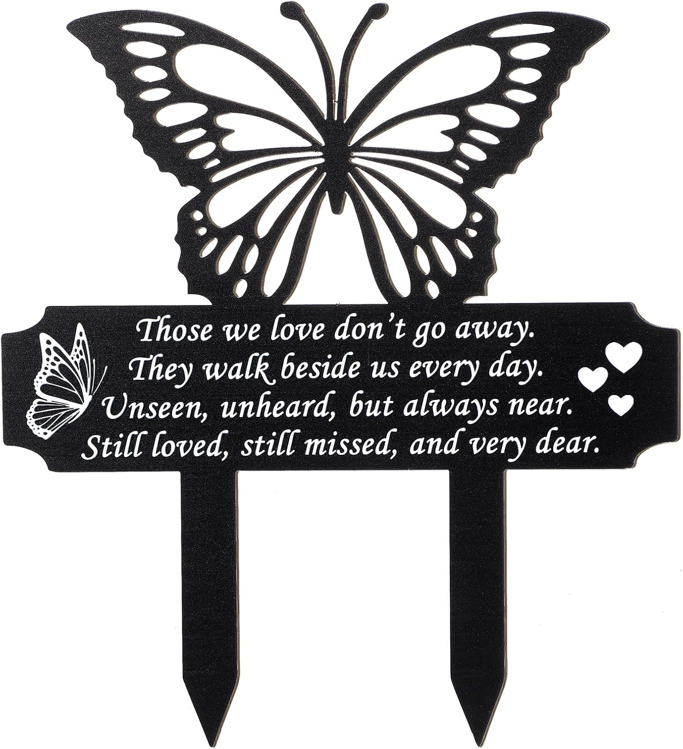 Decorative Garden Stakes - Cemetery Decorations for Grave Butterfly Memorial Grave Markers Plaque Stake Metal Memorial Sympathy Cemetery Garden Stake Decoration for Outdoors Yard (Large)