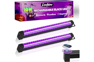 LINSTAINE 2 Pack Rechargeable Black Light Bar, 5000mAh Large Capacity Battery Powered Black Lights for Glow Party, Portable Blacklight Party Supplies for Uranium Glass, Fluorescent Poster, Bedroom, Halloween