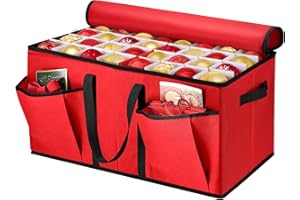 Hommtina Ornament Storage Box, Christmas Ornament Storage Xmas Decorations Accessories, Ornament Organizer Storage Box (Black Edge)