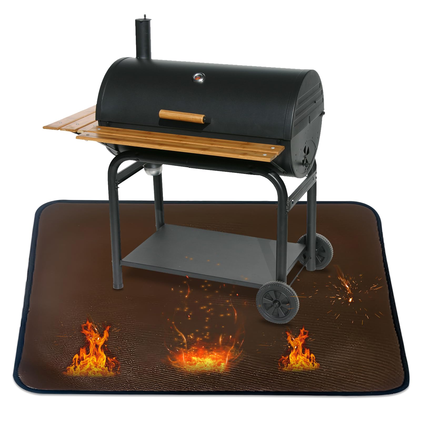 Grill Mat, Floor Protection, Fireproof Underlay, Foldable Heat Resistant Mat, Fire Bowl, Floor Protection Mat, Under Grill Mat, Grill Protection Mat, Fire Protection Mat (Brown 165 x 99 cm)