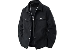Corduroy Jacket for Mens Heavyweight Warmth Long Sleeve Lapel Button Down Trucker Casual Jacket Coats with Pocket