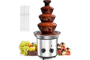 FUNYEE Chocolate Fountain Machine, 3.4 lbs 4-Tier Electric Chocolate Fondue Fountain Set with 10PCS Forks, Stainless Steel Ch