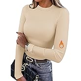 XIEERDUO Womens Long Sleeve Thermal Shirt Fleece Mock Neck Tops 2025 Fashion Slim Fit