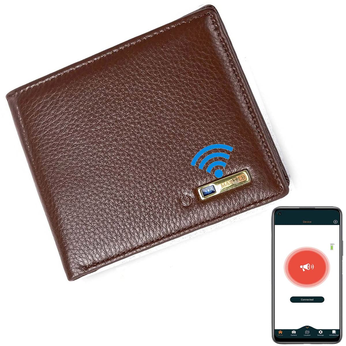 Photo 1 of SMART LB Trackable Anti-Lost Bluetooth Wallet, Intelligent Tracker Finder with Position Locator (Via Phone GPS) Bifold Cowhide Leather Minimalist Credit Card Purse (Brown, Horizontal)