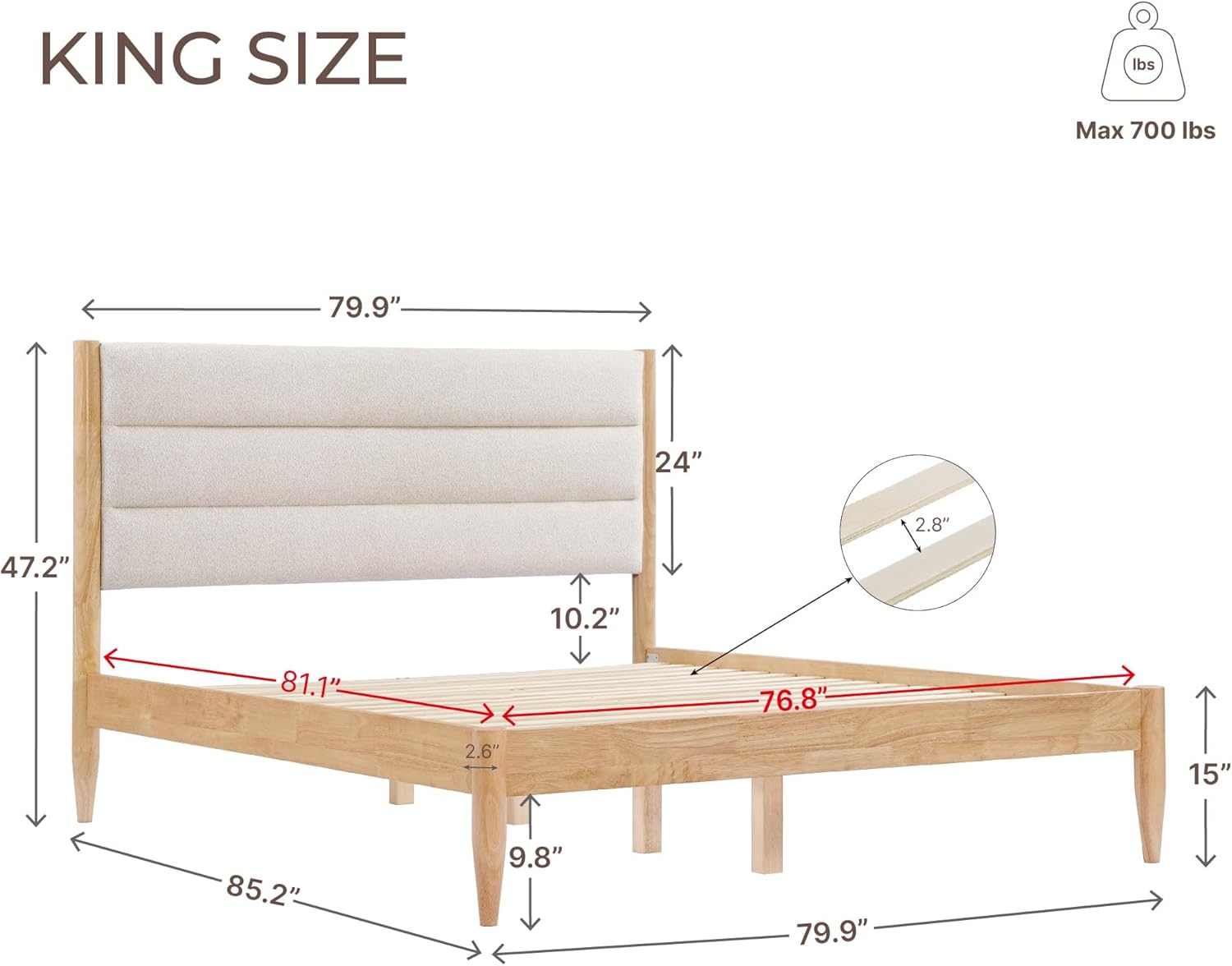 Diagram of KISLOT Bed Frame parts and hardware