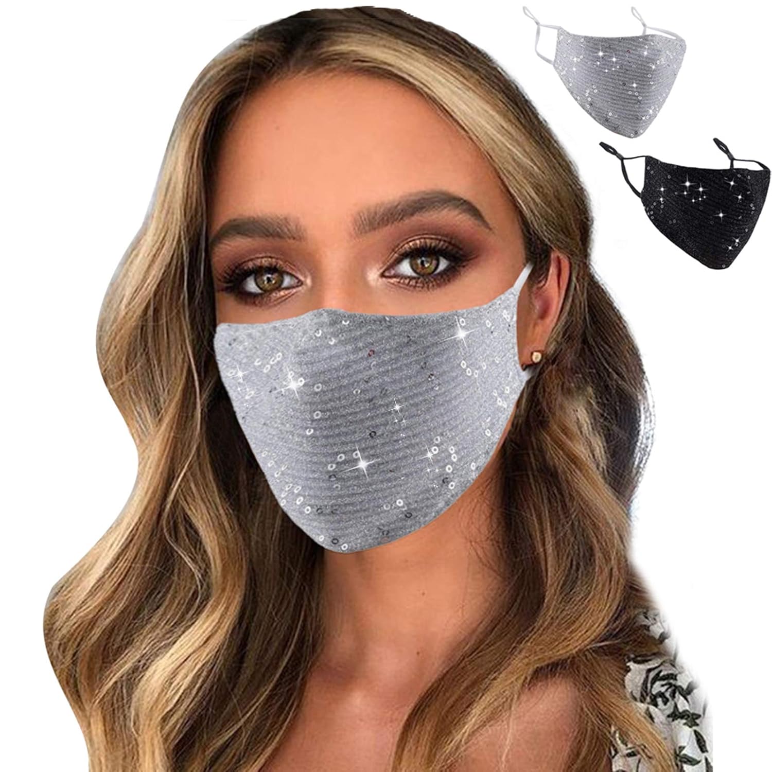 Sparkly Mesh Face Mask Reusable Face Bandanas Decorative Halloween