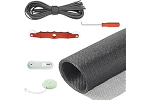 SOGOO New Window Screen Replacement,48"x118" Screen Repair Kit for Window, Charcoal Fiberglass Mesh with Rolling Tool/Hook/Ruler/Cutter/Spline,Sliding Screen Door Replacement for Window & Patio Doors