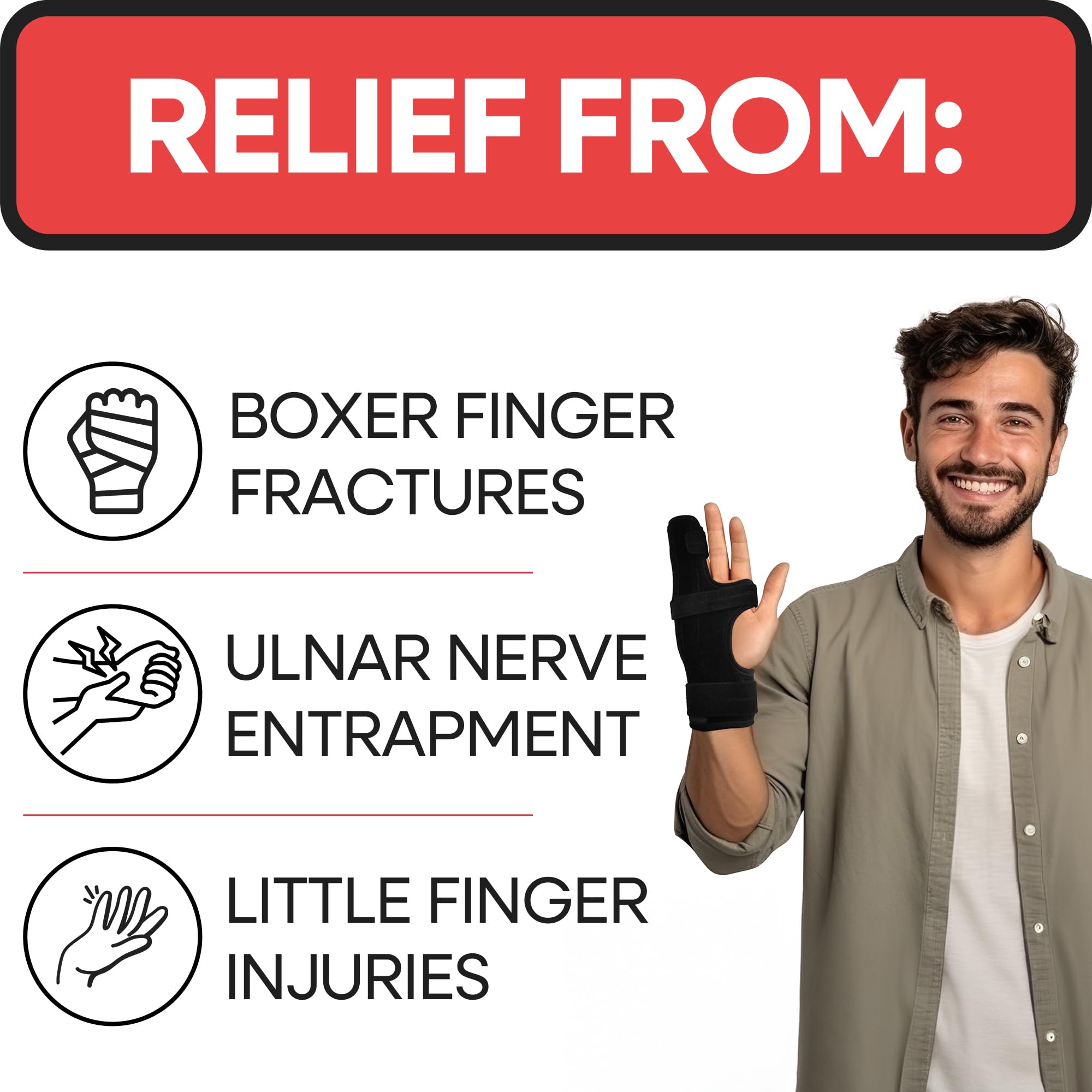 Metacarpal Finger Splint Hand Brace | Little Pinky Finger Splint For Boxer Fractures l Broken Ring or Hands Cast |Trigger Immobilizer Straightener l Ulnar Gutter Support | Boxer Brace | RIGHT S/M
