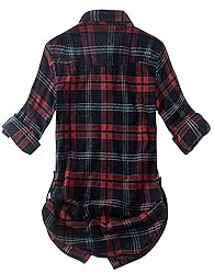 Match Womens Button Down Flannel Plaid Shirts roll