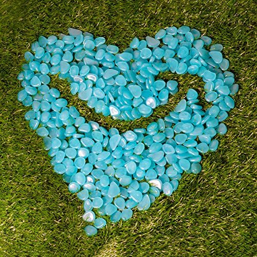 100 PACK Glow in the Dark Garden Pebbles,Glow Bulk Stones Rocks for Walkways Outdoor Decor Aquarium Fish Tank Garden Decorative Stones for Path Lawn Yard Walkway -Blue