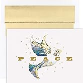 Masterpiece Studios Holiday Collection Premium 15-Count Boxed Embossed Cards with Foil-Lined Envelopes, 7.8" x 5.6", Elegant Dove (917900)
