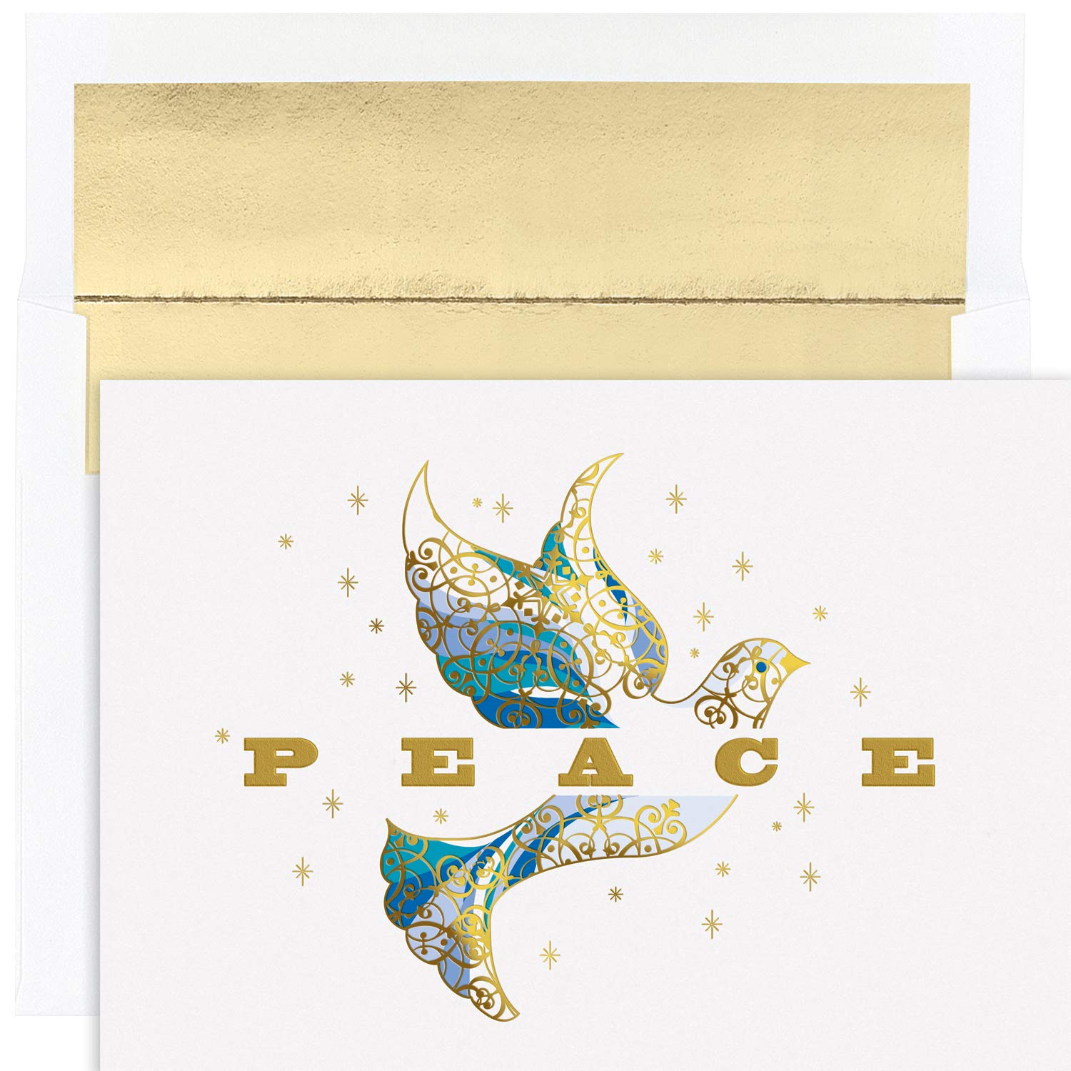 Masterpiece Studios Holiday Collection 16 Cards / 16 Foil Lined Envelopes, Elegant Dove