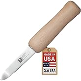 R Murphy/Ramelson New Haven Oyster Shucking Knife, Shucker Tool Opener, Curved Bent Tip, Wood Handle, Stainless Steel Blade, 
