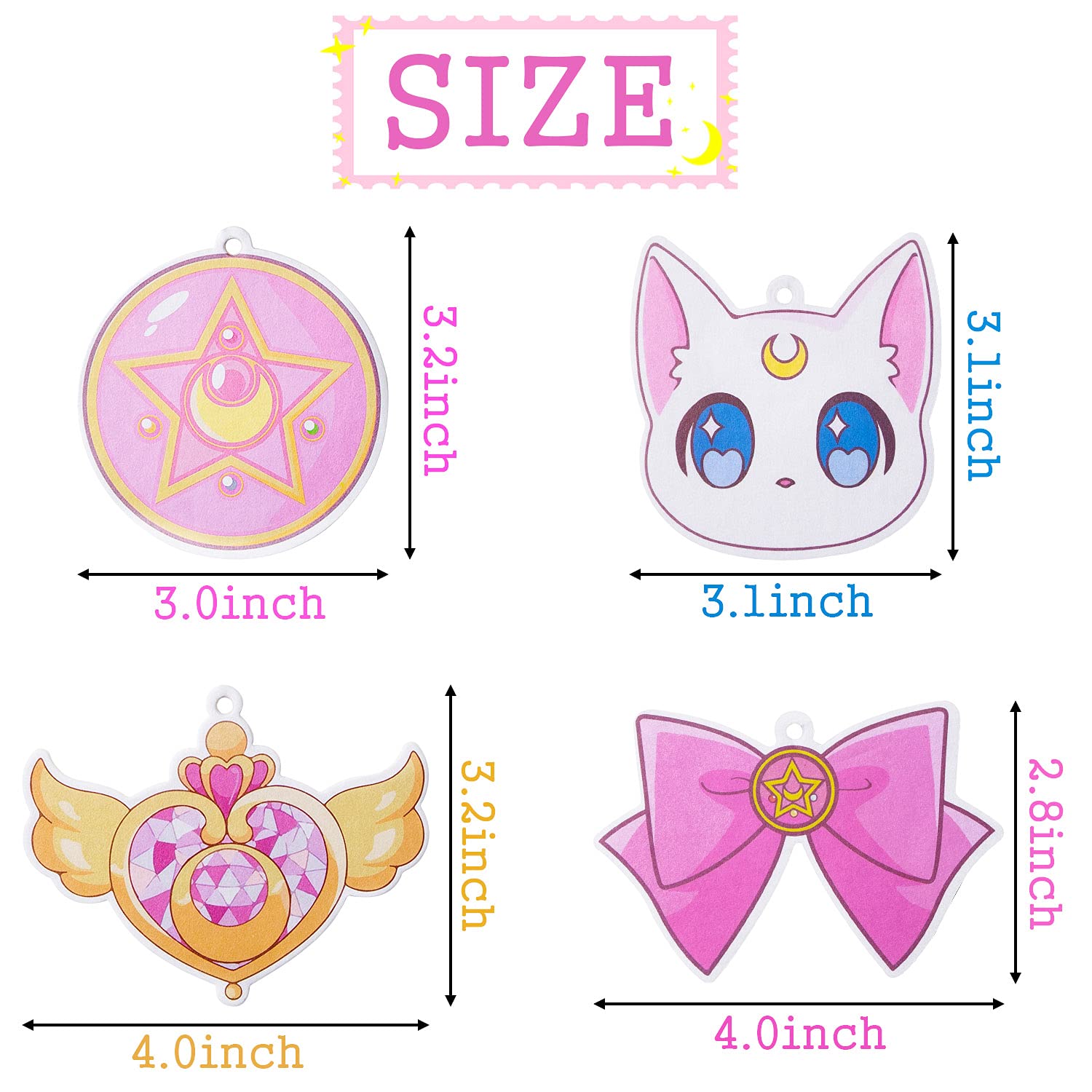 L1rabe Car Air Freshener Anime Moon Cat Artemis Incense Chips, 4 Styles and Scents of Anime Moon Cat Artemis Car Rearview Mirror Pendant Cute Aromatic Accessories Bedroom Closet Shoe Closet Deodorant