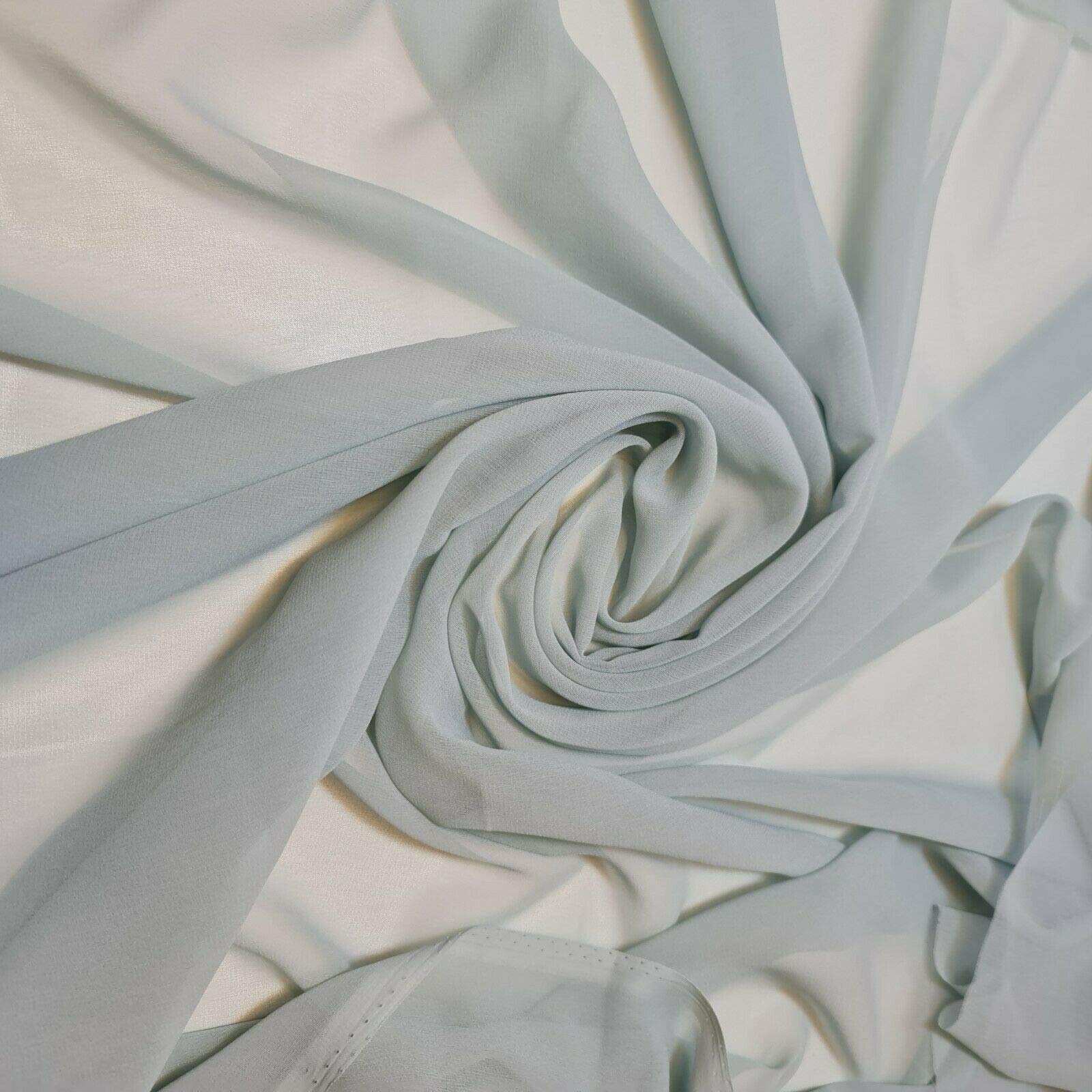 100% Polyester Moss Crepe Chiffon Sheer Decor Drape Dress Fabric 44" (5 Meter - Sage Green)