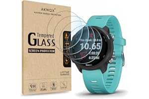 AKWOX 4Pcs Compatible with Garmin Forerunner 45 45S 245 245 Music Tempered Glass Screen Protector, Anti Scratch Screen Protection