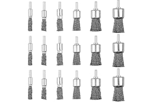Mixiflor 18 Pack Wire End Brush Set, Wire Brush for Drill ,6 Sizes 0.012" Crimped Wire Wheel for Drill 1/4 Inch Shank, for Drill Attachment