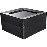 NZVCN 100 PCS Black Plastic Dinner Plates, 9.5" Square Heavy-Duty Disposable Plates Dessert Plates Serving Dishes for Wedding, Party, Easter, Christmas