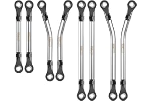 COOWOO High Clearance Chassis Links Linkage Set Stainless Steel Upgrade Parts for 1/18 TRX-4M RC Crawler Car Set of 8 with Lower Links Hot Bended