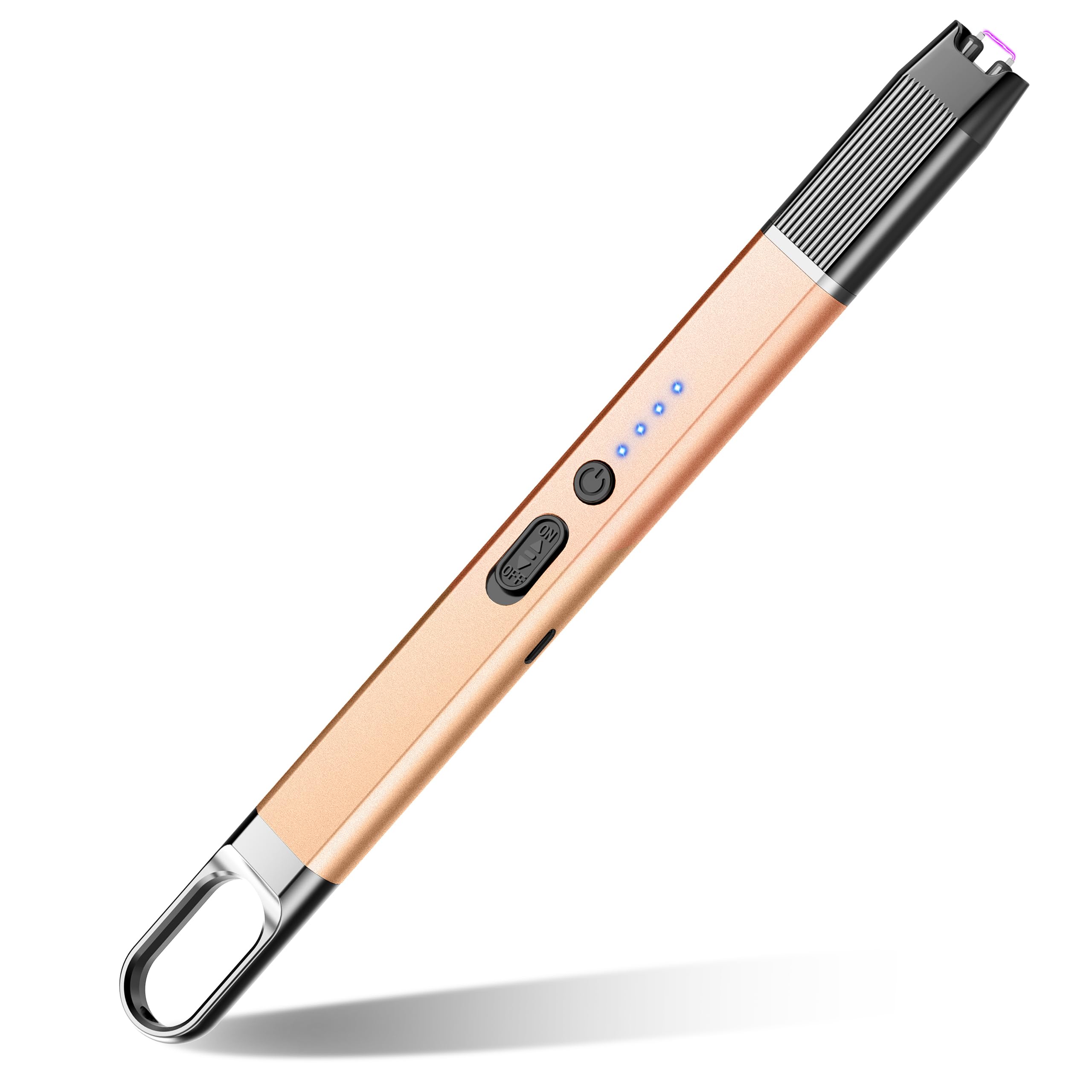 RONXS Lighter Electric Lighter Windproof Flameless Arc Type C Candle Lighters Plasma Rechargeable Lighters with Hanging Hook for Candle BBQ Camping(Champagne)