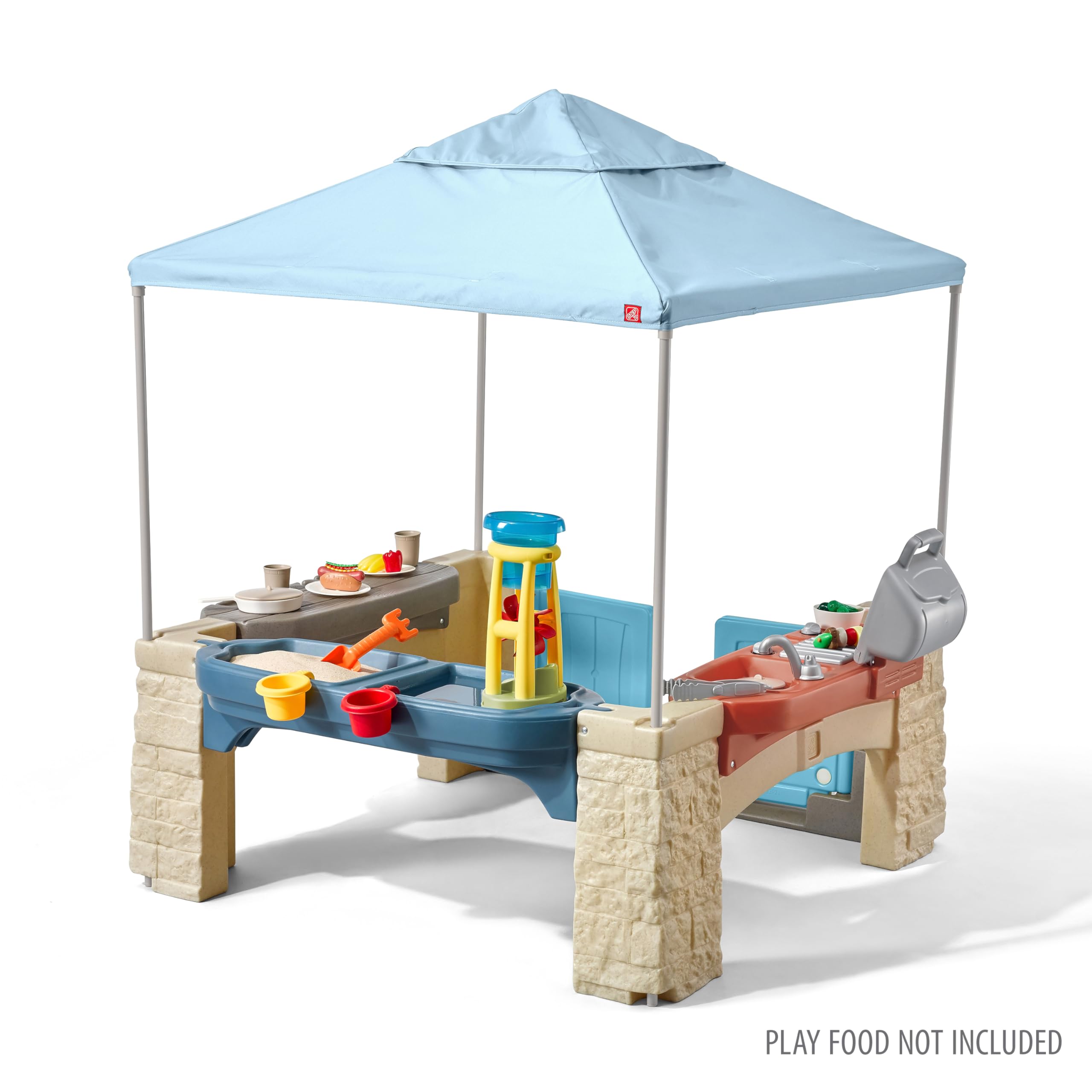 Step2 All Around Playtime Patio with Canopy Playset – Shaded Outdoor Playhouse for Kids with Realistic, Interactive Features, Room for Multiple Toddlers to Play – Dimensions: 60