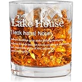 WTOGQ Lake House Decor Whiskey Glass, Lake Life Gifts for Women Men, LakeHouse Gifts Old Fashioned Rocks Glasses, Coastal Nautical Sailboat Boat Whiskey Giftsfor Women Men, 10 Oz
