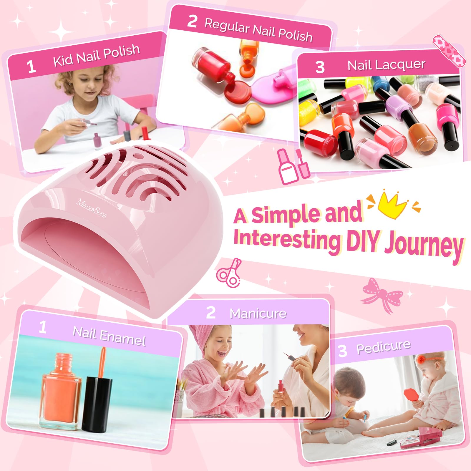 MelodySusie Portable Kids Nail Dryer, Mini Nail Fan Quick Nail Dryer for Regular Polish Manicure Tool, Safe for Hands, Skin, Children's Gift, Great Gift for Girls