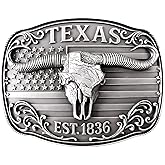 GRAERRY Cowboy Belt Buckle for Men Women Vintage Rodeo Texas Map 1836 Longhorn bull Western Belt Buckles