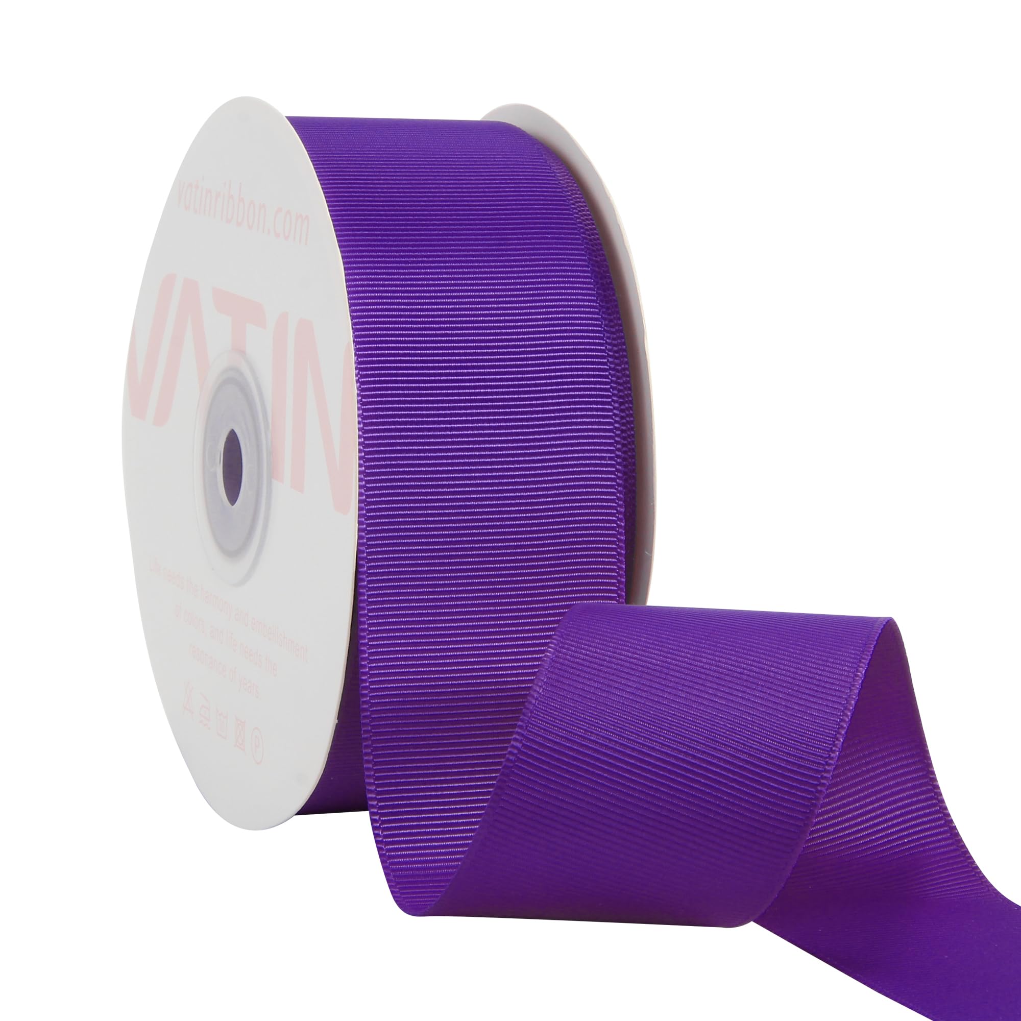 VATIN 38 mm Solid Purple Grosgrain Ribbon Spool -23 Metres, Great for Sewing, Gift Wrapping, Hair Bows, Flower Arranging, Home Decorating