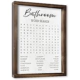 VGICH Funny Farmhouse Bathroom Word Search Sign, 10.6 x 13.7 inches Framed Wall Art Print, Beige Humorous Decor