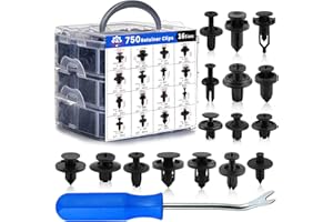 Lot de 750 clips de retenue de voiture avec 16 punaises les plus populaires pour pièces automobiles - Clips à vis avec outil 