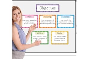 Auchq Magnetic Write ＆ Wipe Paper Organization Chart, Dry Erase Objectives Learning Magnets for Classroom Whiteboard, Great for Classroom Goals Targets, Including 6 Magnets.