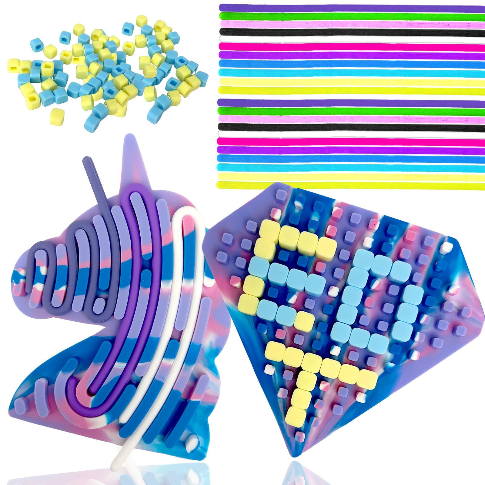 Ludihive Sensory Activity Board, 2 Pcs Push Peel Sensory Board Blue and Purple Tie Dye Unicorn & Diamond, Fine Motor Skill Busy Toy for Calming, Controller for ADHD and Autism, Adults — image 1