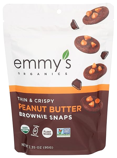 EMMYS ORGANIC PEANUT BUTTER BROWNIE SNAPS, 3.35 OZ
