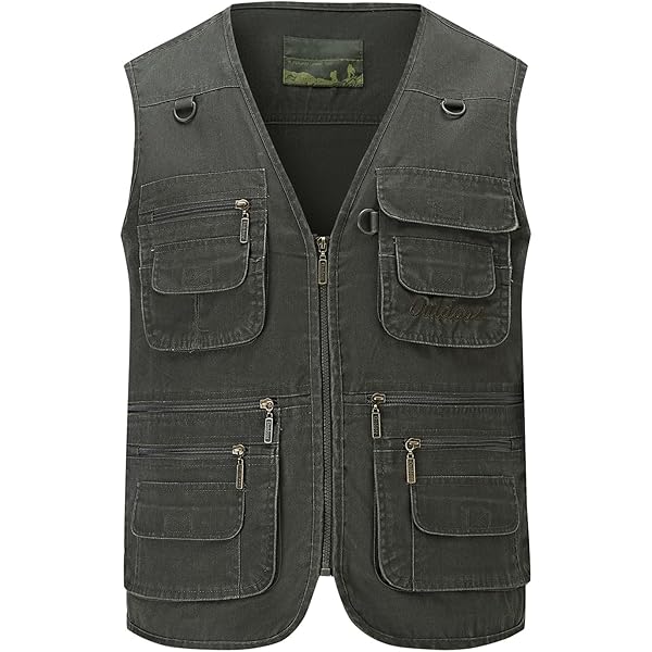 Men Multi Pocket Cotton Vest Casual Many Pockets Sleeveless