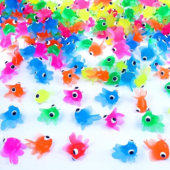 German Trendseller® - 24 x Ultra Stretchy - Neon Fische - für Kinder Kindergeburtstag ? Mitgebsel ? Findet Glubschy Fische ? 